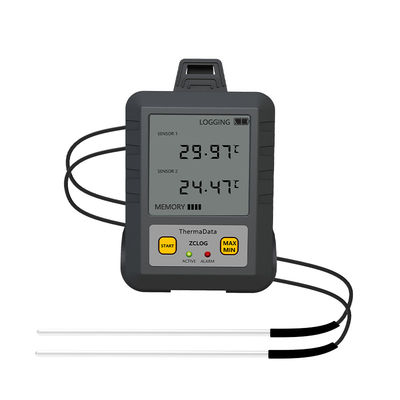 Soporte ODM Alimentos Medicina Almacenamiento Refrigerador Monitor de temperatura de doble canal RTD Registro de datos de resistencia de platino