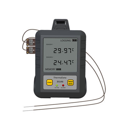 Logger de datos de temperatura de tipo T de alta precisión USB de doble canal GREY con caja de protección