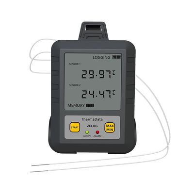 Logger de datos de temperatura de tipo T de alta precisión USB de doble canal GREY con caja de protección