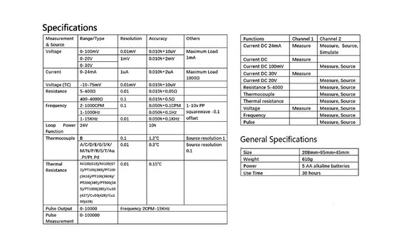 610 g Pt100 Transmisor de resistencia de termopares Calibrador de proceso de señal de temperatura